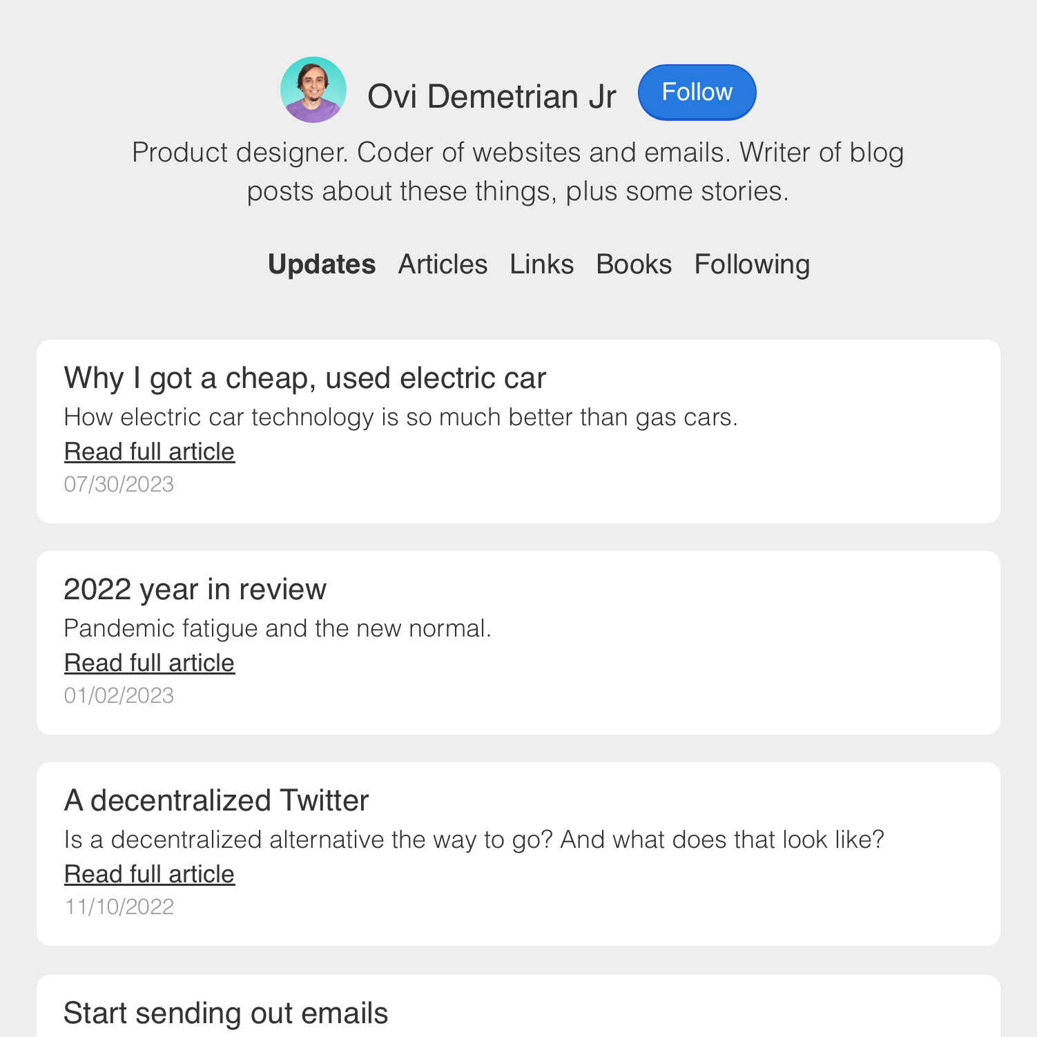Screenshot of landing page example